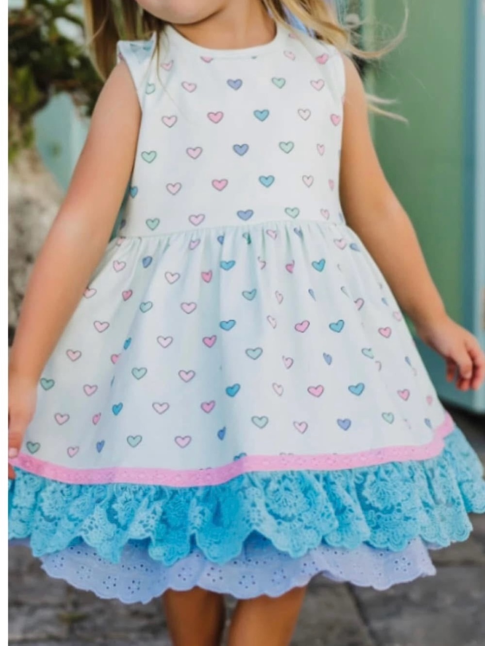 Love and Grow Rainbow Heart Lace Candyland Dress 8